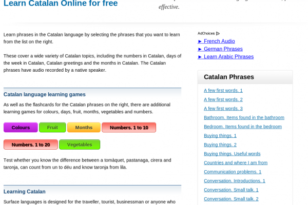 Free Catalan Audio Phrasebook, Games and Mobile Apps (Android, iOS) to Learn Basic Catalan for Travel and Living