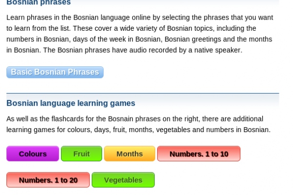 Free Bosnian Audio Phrasebook, Games and Mobile Apps (Android, iOS) to Learn Basic Bosnian for Travel and Living