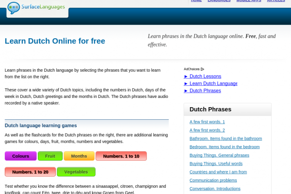 Free Dutch Audio Phrasebook, Games and Mobile Apps (Android, iOS) to Learn Basic Afrikaans for Travel and Living