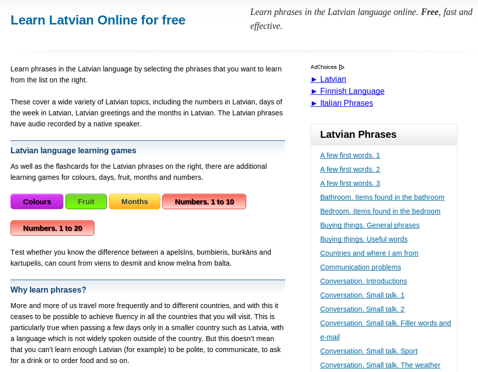 Free Latvian Audio Phrasebook, Games and Mobile Apps (Android, iOS) to Learn Basic Latvian for Travel and Living Free Latvian Audio Phrasebook, Games and Mobile Apps (Android, iOS) to Learn Basic Latvian for Travel and Living