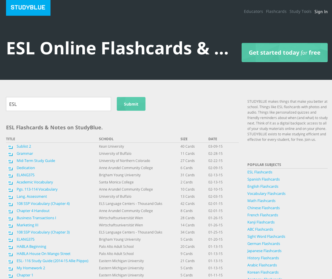 Slick Free English (ESL) Flashcard Service with Web & Mobile Apps Slick Free English (ESL) Flashcard Service with Web & Mobile Apps