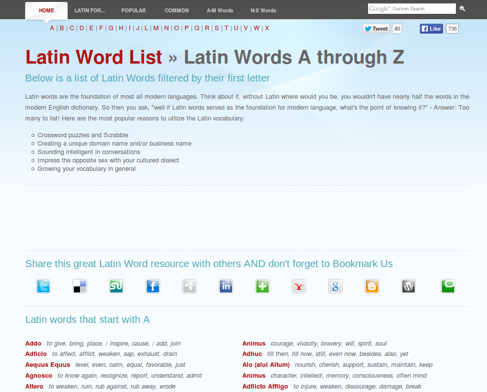 Free List of Latin Words for Learners, Teachers and Romance Language Insight Free List of Latin Words for Learners, Teachers and Romance Language Insight