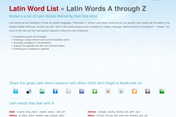 Free List of Latin Words for Learners, Teachers and Romance Language Insight