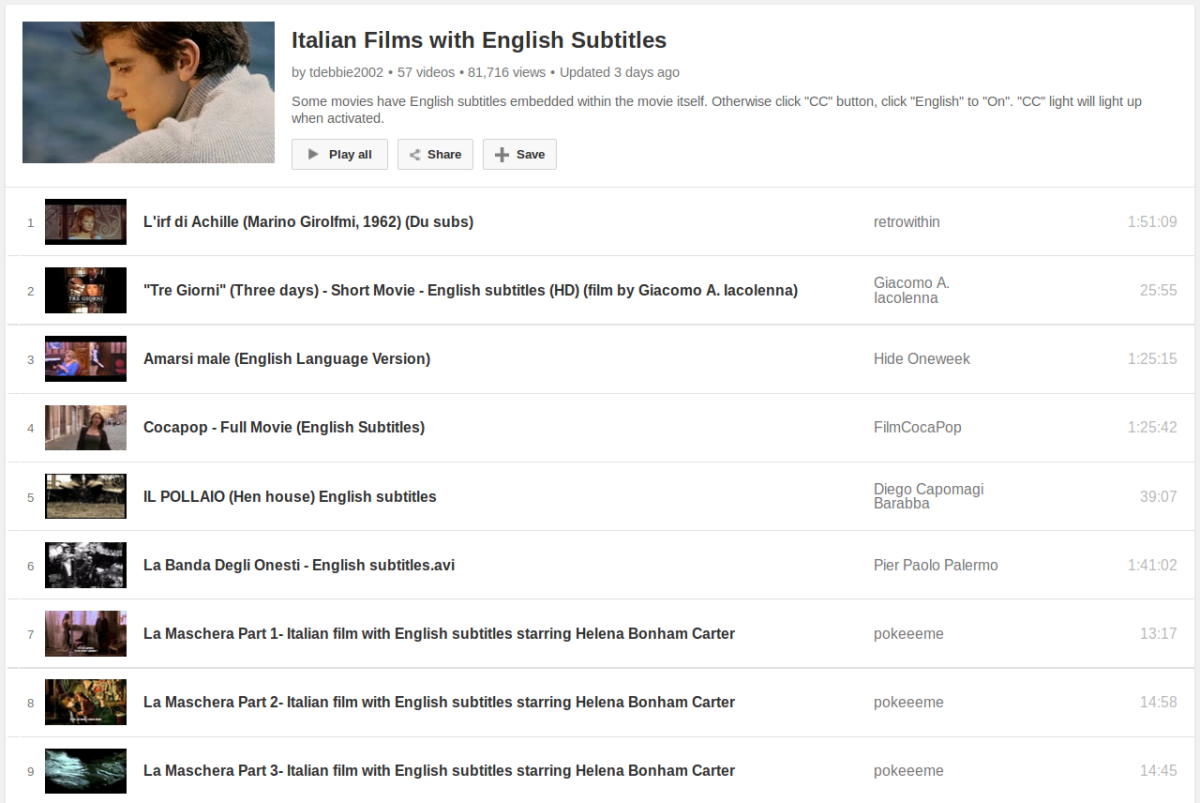 A Big List of Italian Films/Movies with English Subtitles to Watch and Learn for Free