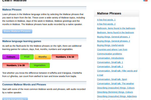 Free Maltese Audio Phrasebook, Games and Mobile Apps (Android, iOS) to Learn Basic Maltese for Travel and Living