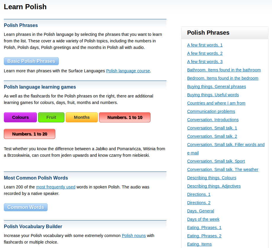 Free Polish Audio Phrasebook, Games and Mobile Apps (Android, iOS) to Learn Basic Polish for Travel and Living Free Polish Audio Phrasebook, Games and Mobile Apps (Android, iOS) to Learn Basic Polish for Travel and Living