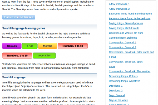 Free Swahili Audio Phrasebook, Games and Mobile Apps (Android, iOS) to Learn Basic Swahili for Travel and Living