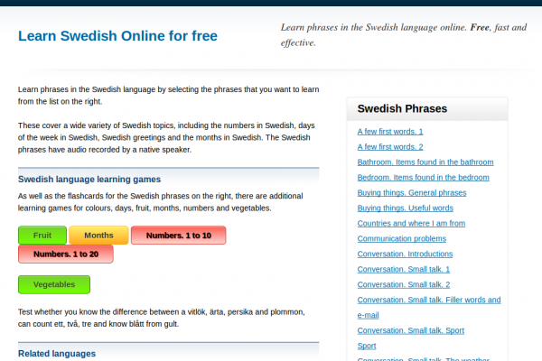 Free Swedish Audio Phrasebook, Games and Mobile Apps (Android, iOS) to Learn Basic Swedish for Travel and Living