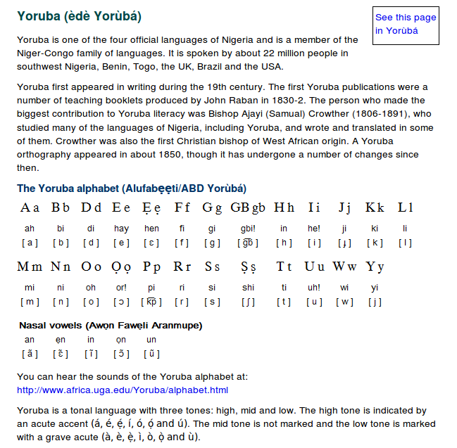 Yoruba Language Alphabet And Pronunciation Free Language