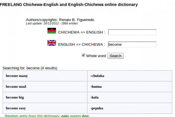 Free Online Chichewa-English-Chewa Translation