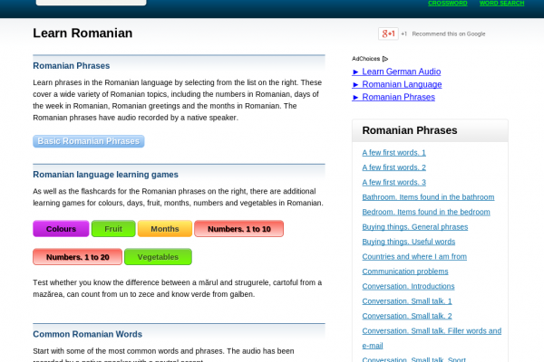 Free Romanian Audio Phrasebook, Games and Mobile Apps (Android, iOS) to Learn Basic Romanian for Travel and Living