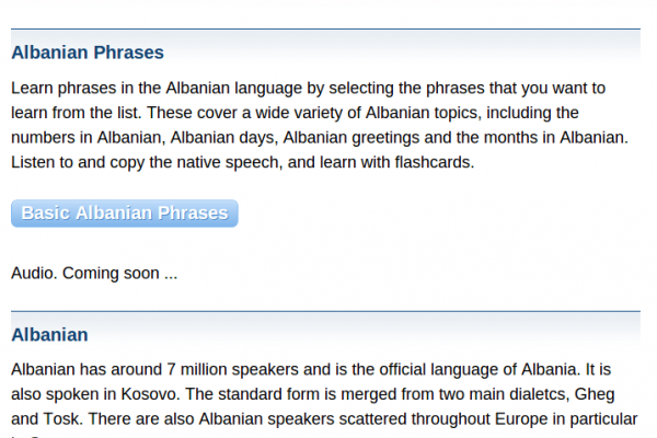 Free Albanian Audio Phrasebook and Games to Learn Basic Albanian for Travel and Living